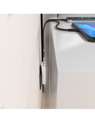 AISENS Cargador De Pared GaN Ultra Delgado 65W, 1xUSB-C PD3.0 QC4.0, 1xUSB-A QC3.0, Blanco