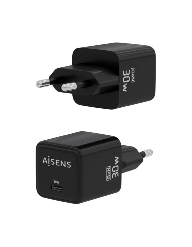 AISENS ASCH-30W1P036-BK cargador de dispositivo móvil Universal Corriente alterna Carga rápida Interior