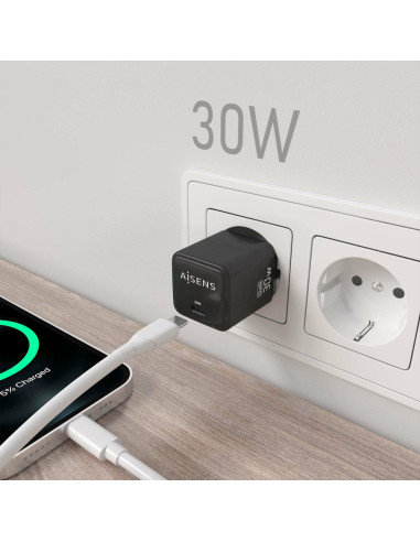 AISENS ASCH-30W1P036-BK cargador de dispositivo móvil Universal Corriente alterna Carga rápida Interior