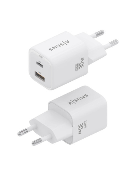 AISENS ASCH-30W2P020-W cargador de dispositivo móvil Universal Corriente alterna Carga rápida Interior