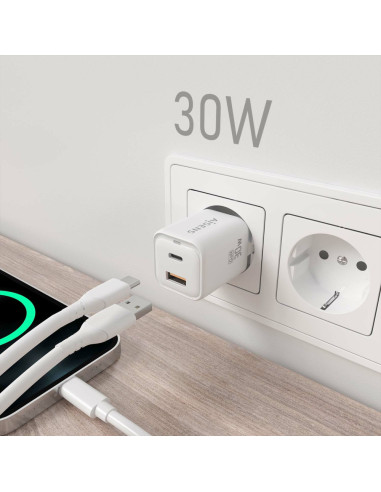 AISENS ASCH-30W2P020-W cargador de dispositivo móvil Universal Corriente alterna Carga rápida Interior