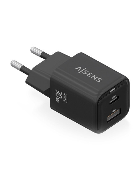 AISENS ASCH-30W2P021-BK cargador de dispositivo móvil Universal Corriente alterna Carga rápida Interior