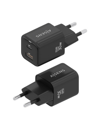 AISENS ASCH-30W2P021-BK cargador de dispositivo móvil Universal Corriente alterna Carga rápida Interior