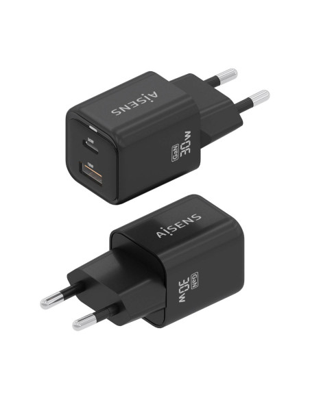 AISENS ASCH-30W2P021-BK cargador de dispositivo móvil Universal Corriente alterna Carga rápida Interior