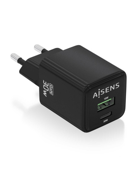 AISENS ASCH-30W2P038-BK cargador de dispositivo móvil Universal Corriente alterna Carga rápida Interior