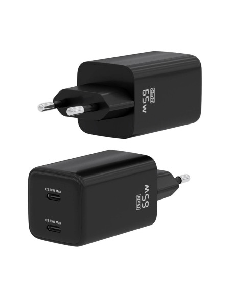 AISENS ASCH-65W2P040-BK cargador de dispositivo móvil Universal Corriente alterna Carga rápida Interior