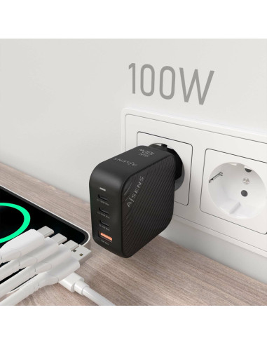 AISENS ASCH-100W4P029-BK cargador de dispositivo móvil Universal Corriente alterna Carga rápida Interior