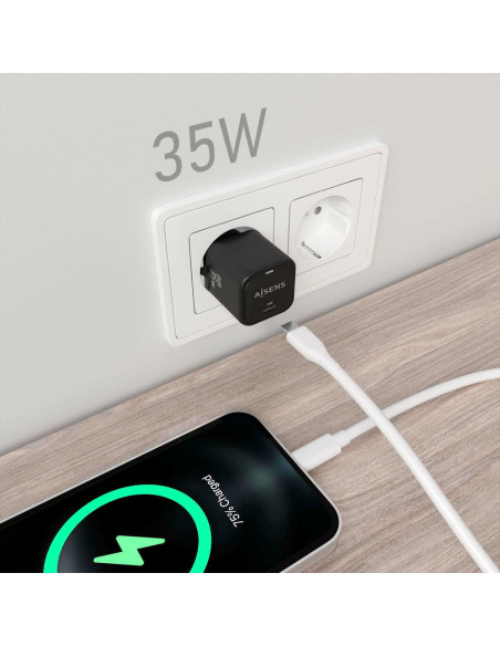 AISENS ASCH-35W1P023-BK cargador de dispositivo móvil Universal Corriente alterna Carga rápida Interior