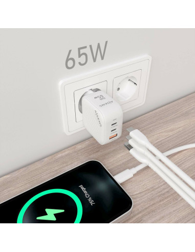 AISENS ASCH-65W3P026-W cargador de dispositivo móvil Universal Corriente alterna Carga rápida Interior