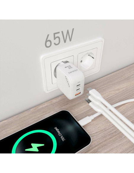 AISENS ASCH-65W3P026-W cargador de dispositivo móvil Universal Corriente alterna Carga rápida Interior