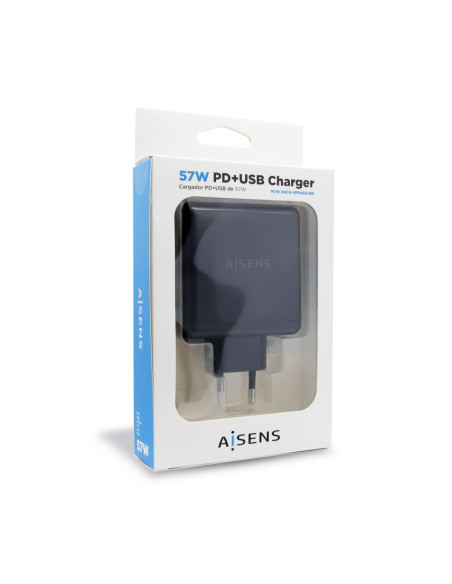 AISENS ASCH-2PD45A-BK cargador de dispositivo móvil GPS, Mando para videojuegos, MP3, MP4, Teléfono móvil, Portátil, Smartphone,