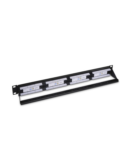 AISENS Panel De Parcheo De 24 Puertos RJ45 Cat.6 UTP, 19" 1U Dual IDC Con Gestion De Cables, Negro
