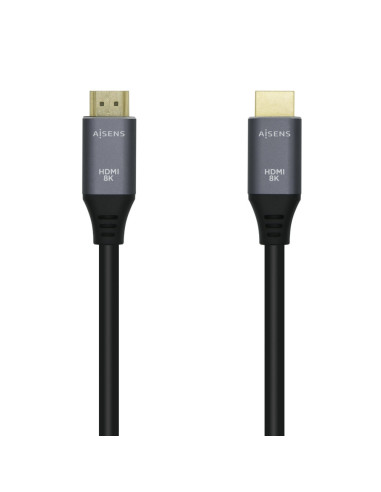 AISENS Cable HDMI V2.1 Ultra Alta Velocidad / HEC 8k@60Hz 48Gbps, A/M-A/M, Gris/Negro, 1.5m
