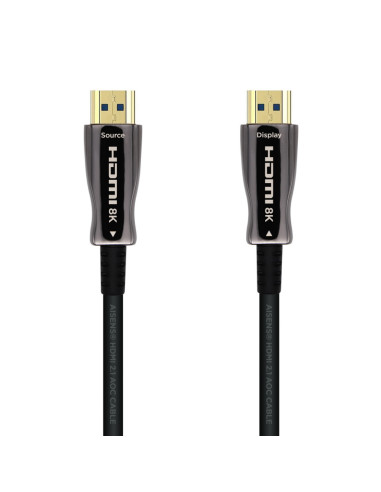 AISENS Cable HDMI V2.1 AOC Ultra Alta Velocidad / HEC 8k@60Hz 4k@120Hz 4:4:4 48Gbps, A/M-A/M, Negro, 25m