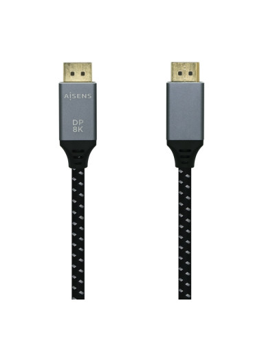 AISENS Cable Displayport V1.4 8k@60hz, DP/M-DP/M, Gris/Negro, 1.5m