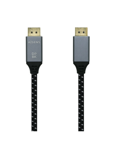 AISENS Cable Displayport V1.4 8k@60hz, DP/M-DP/M, Gris/Negro, 1.5m