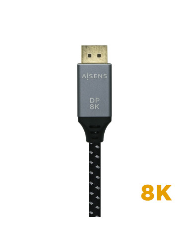 AISENS Cable Displayport V1.4 8k@60hz, DP/M-DP/M, Gris/Negro, 2.0m