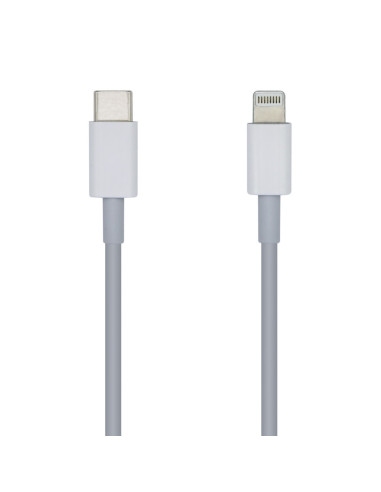 AISENS Cable USB 2.0 USB-? A Lightning PD 2A, Lightning/M-USB-?/M, Blanco, 1.0m