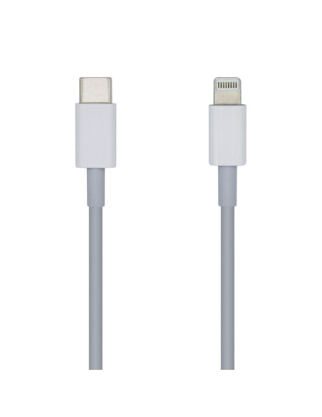 AISENS Cable USB 2.0 USB-? A Lightning PD 2A, Lightning/M-USB-?/M, Blanco, 1.0m