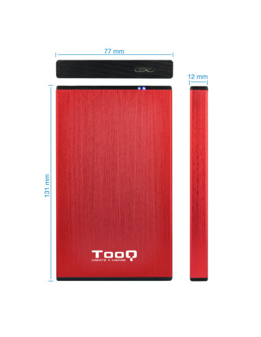TooQ TQE-2527R caja para disco duro externo Caja de disco duro (HDD) Negro, Rojo 2.5"