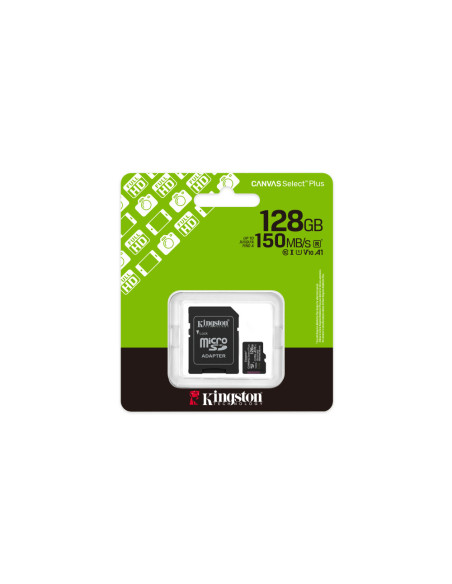 Kingston Technology 128GB microSDXC Canvas Select Plus Gen3 150MB/s A1 (Incluye adaptador de SD)
