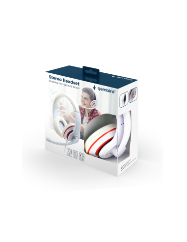 Gembird MHS-03-WTRD auricular y casco Auriculares Alámbrico Diadema Llamadas/Música Rojo, Blanco
