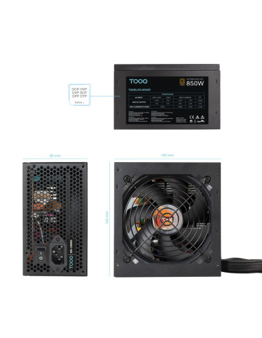TooQ Fuente de alimentación ATX 850W APFC 80Plus Bronze