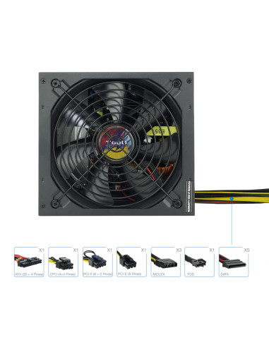 TooQ TQAPOLO-700SP unidad de fuente de alimentación 700 W 20+4 pin ATX ATX Negro