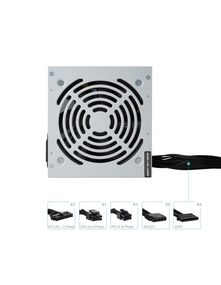 TooQ TQAPOLO-500SP unidad de fuente de alimentación 500 W 20+4 pin ATX ATX Plata