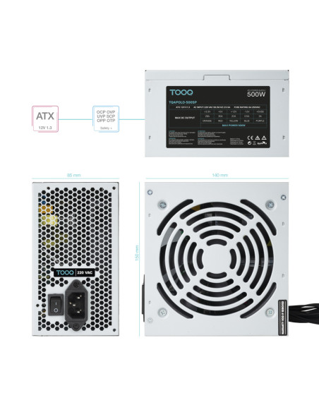 TooQ TQAPOLO-500SP unidad de fuente de alimentación 500 W 20+4 pin ATX ATX Plata
