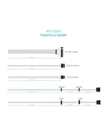 TooQ TQAPOLO-500SP unidad de fuente de alimentación 500 W 20+4 pin ATX ATX Plata