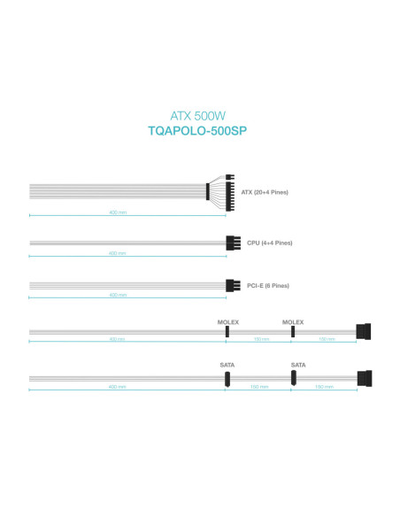 TooQ TQAPOLO-500SP unidad de fuente de alimentación 500 W 20+4 pin ATX ATX Plata