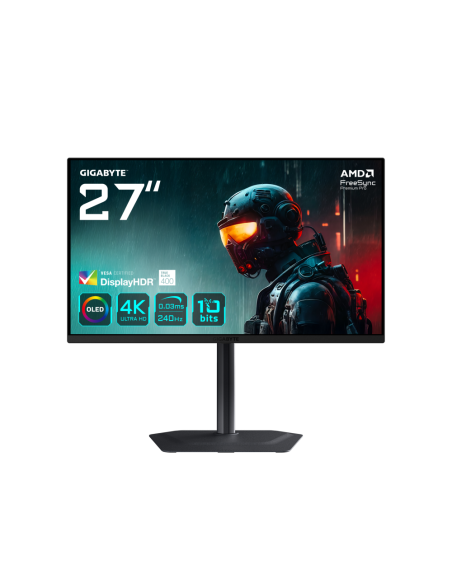 GIGABYTE MO27U2 OLED 4K UHD Gaming Monitor - 3840 x 2160, 240Hz, 0,03 ms, 1000 cd/m², Display HDR True Black 400, HDMI 2.1, Disp