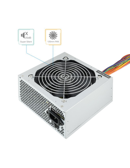 TooQ TQEP-500SSE unidad de fuente de alimentación 500 W 24-pin ATX ATX Plata