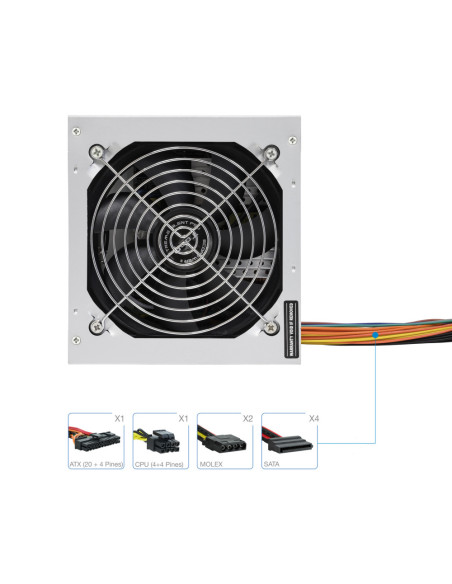 TooQ TQEP-500SSE unidad de fuente de alimentación 500 W 24-pin ATX ATX Plata