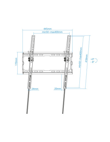 TooQ LP1071T-B soporte para TV 177,8 cm (70") Negro