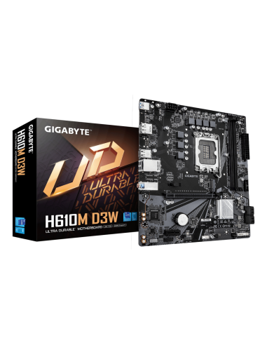 GIGABYTE H610M D3W Placa Base - Compatible con procesadores Intel Core de 14ª generación, VRM de 5+1+1 fases, hasta 5600MHz DDR5