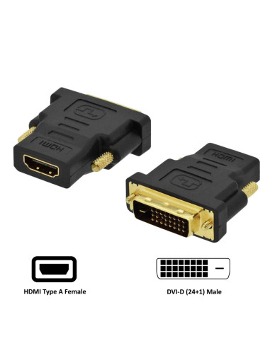 Ewent EC1371 cambiador de género para cable DVI-D 24+1 HDMI Negro