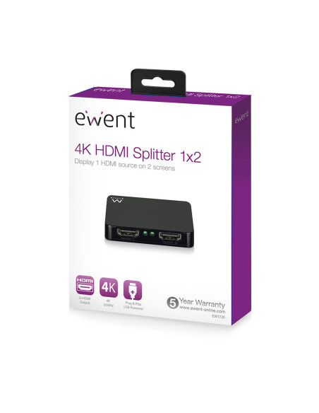 Ewent EW3720 divisor de video HDMI 2x HDMI