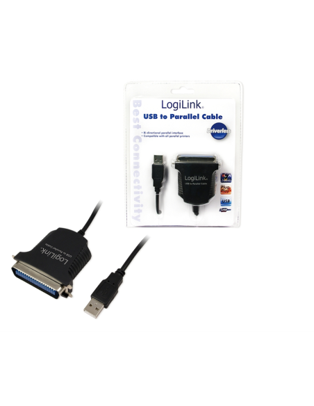 LogiLink AU0003C cable paralelo Negro 1,5 m