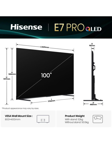 Hisense 100E7Q PRO 2,54 m (100") 4K Ultra HD Smart TV Wifi Negro
