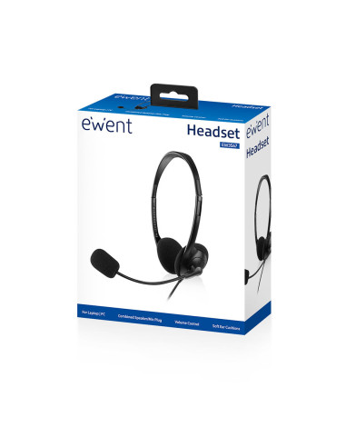 Ewent EW3567 auricular y casco Auriculares Alámbrico Diadema Llamadas/Música Negro