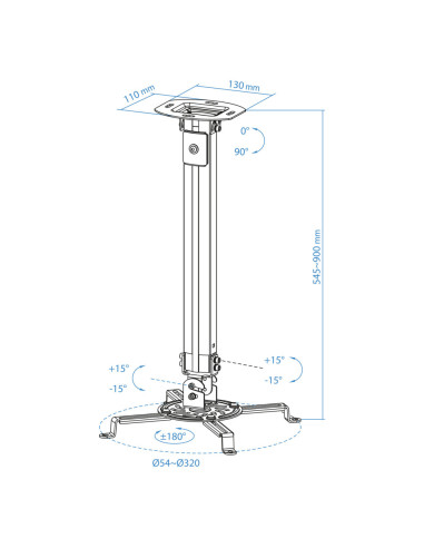 TooQ PJ3030TN-B montaje para projector Negro