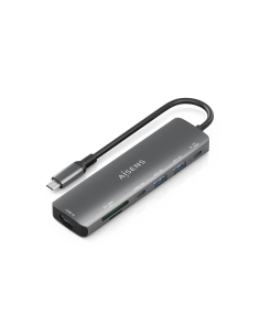 AISENS ASUC-7P026-GR base para portátil y replicador de puertos Alámbrico USB 3.2 Gen 1 (3.1 Gen 1) Type-C