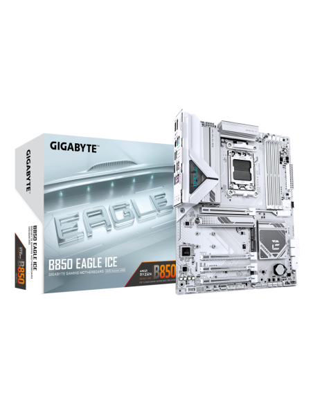 GIGABYTE B850 EAGLE ICE Placa Base – Procesadores AMD Ryzen serie 9000, VRM digital de 8+2+2 fases, hasta 8200 MHz DDR5 (O.C), 1