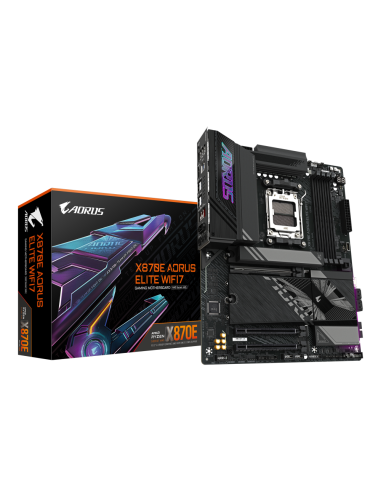 GIGABYTE X870E AORUS ELITE WIFI7 Placa Base - Compatible con CPUs AMD Ryzen 9000, 16+2+2 fases VRM digitales, hasta 8000Hz DDR5 