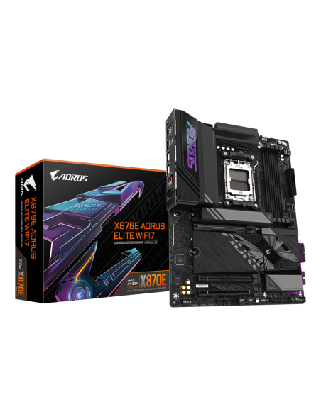 GIGABYTE X870E AORUS ELITE WIFI7 Placa Base - Compatible con CPUs AMD Ryzen 9000, 16+2+2 fases VRM digitales, hasta 8000Hz DDR5 