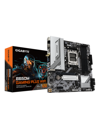 GIGABYTE B650M GAMING PLUS WIFI Placa base - Procesadores AMD Ryzen 9000, VRM de 5+2+2 fases, hasta 8000 MHz DDR5, 2xPCIe 4.0 M.