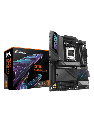 GIGABYTE X870E AORUS PRO Placa Base - Compatible con CPUs AMD Ryzen 9000, 16+2+2 fases VRM digitales, hasta 8000MHz DDR5 (OC), 3