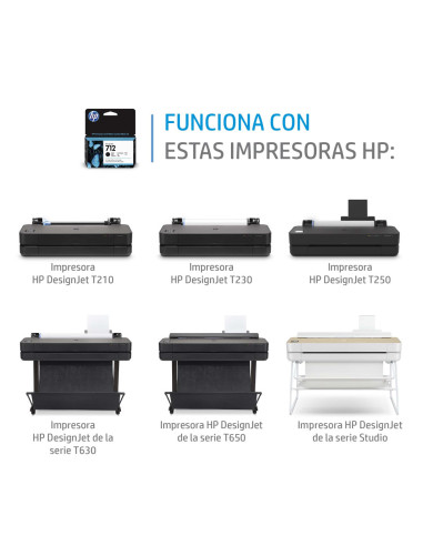 HP Cartucho de Tinta DesignJet 712 negro de 80 ml